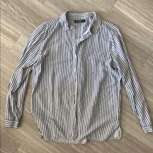 Gray and white button down long sleeve